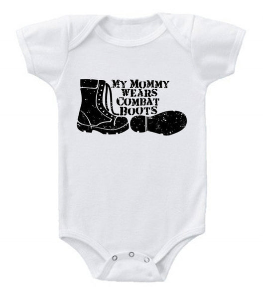 Mommy Wears Combat Boots Baby Bodysuit 3 6 Months Pink