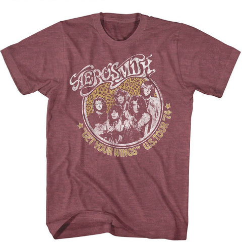 Aerosmith Vintage Maroon Heather Adult S/S Tshirt