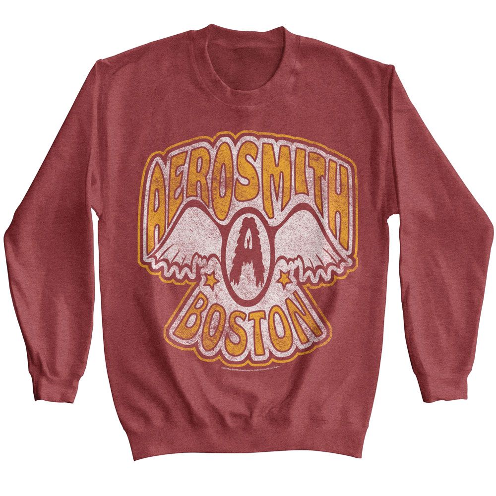 Aerosmith Vintage Red Heather Adult L/S Sweatshirt