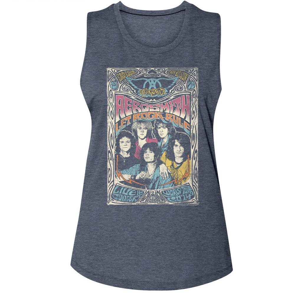 Aerosmith Antique Denim Ladies Muscle Tank