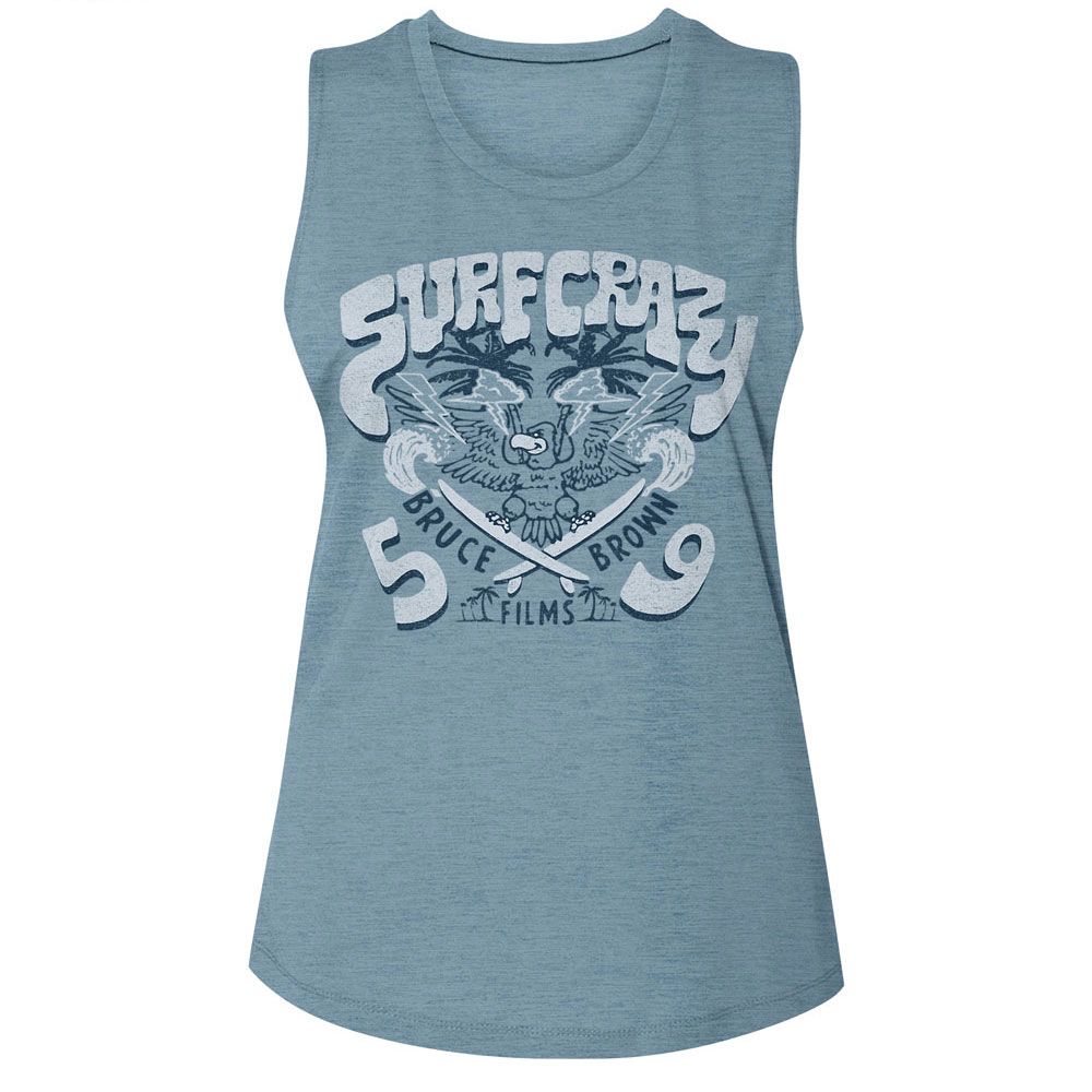 Bruce Brown Films Steel Ladies Slub Sleeveless Crew Neck Tee
