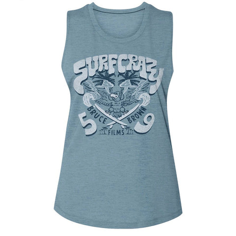 Bruce Brown Films Steel Ladies Slub Sleeveless Crew Neck Tee