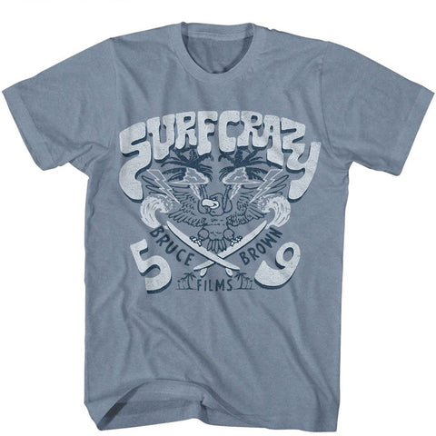 Bruce Brown Films Indigo Heather Adult Short Sleeve Tshirt