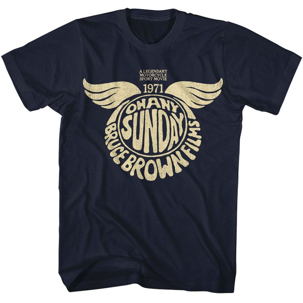 Bruce Brown Films Navy Adult Short Sleeve Tshirt