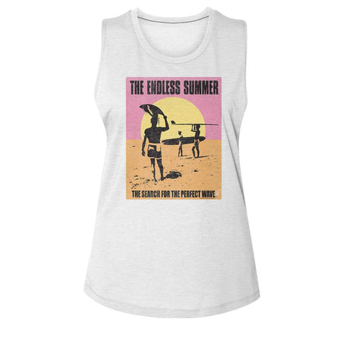 Bruce Brown Films White Ladies Sleeveless Slub