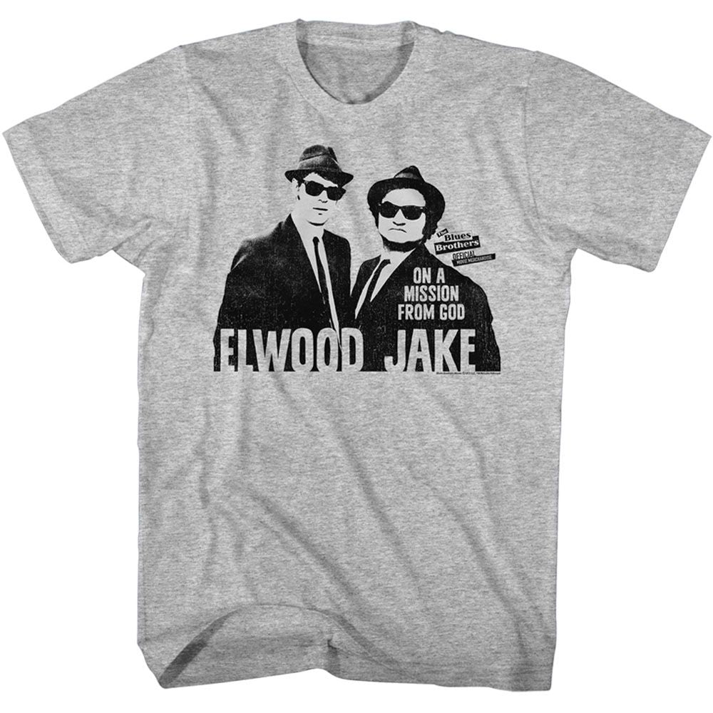 The Blues Brothers Gray Heather Adult Short Sleeve Tshirt
