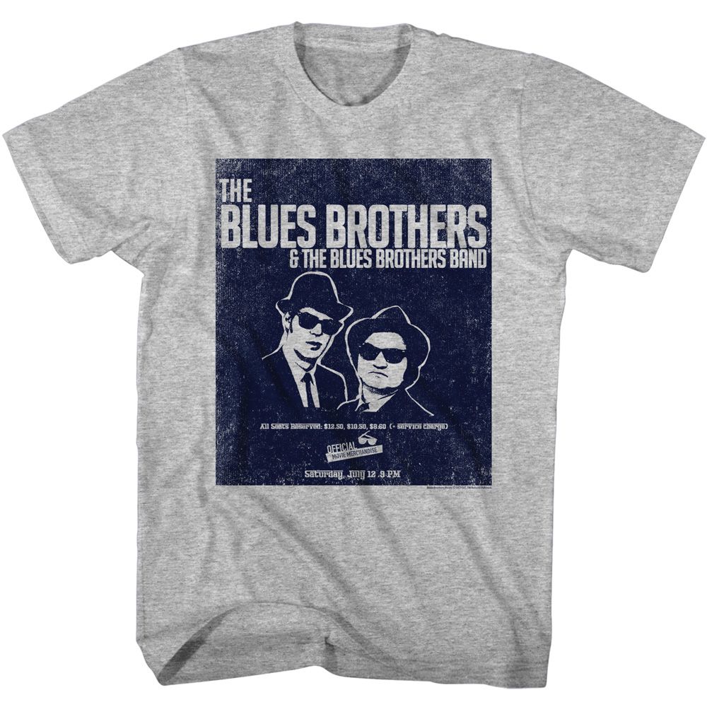 The Blues Brothers Gray Heather Adult Short Sleeve Tshirt