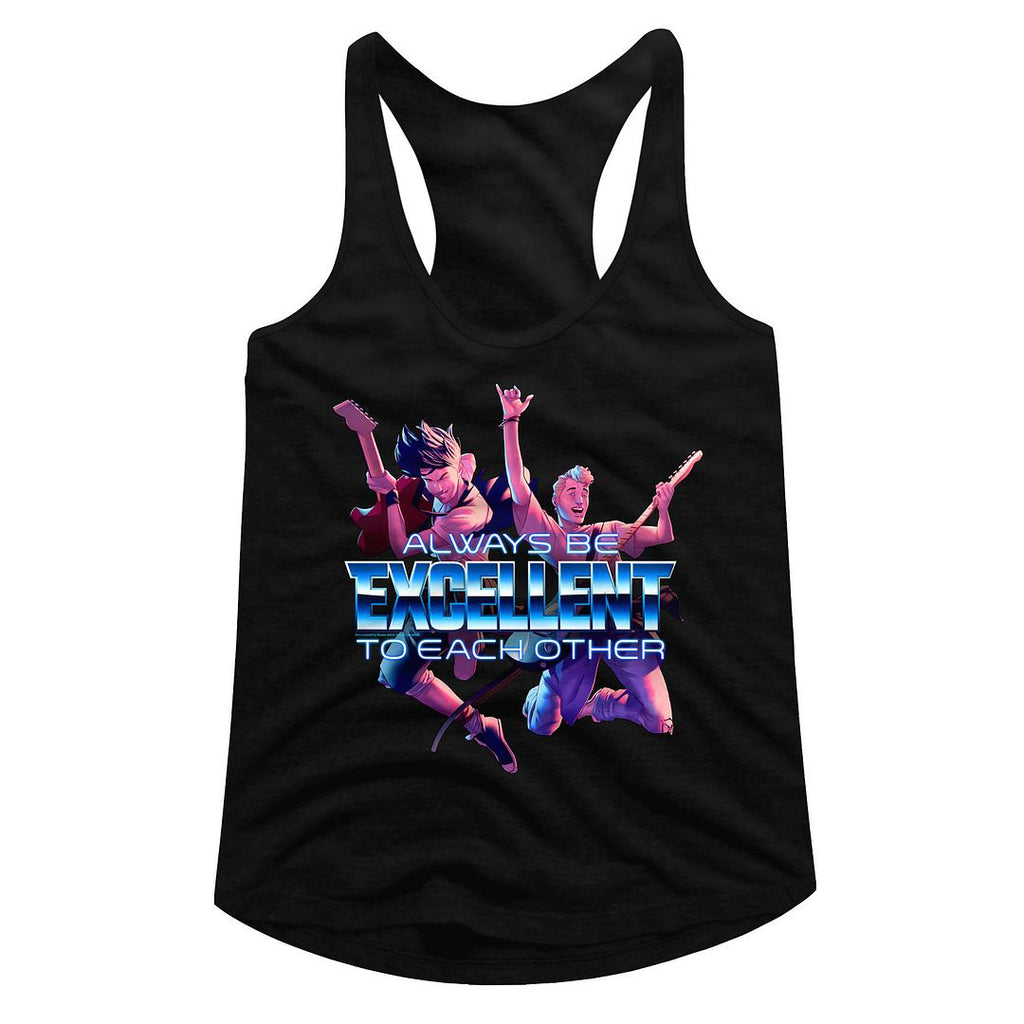 Bill And Ted Black Ladies Slimfit Racerback