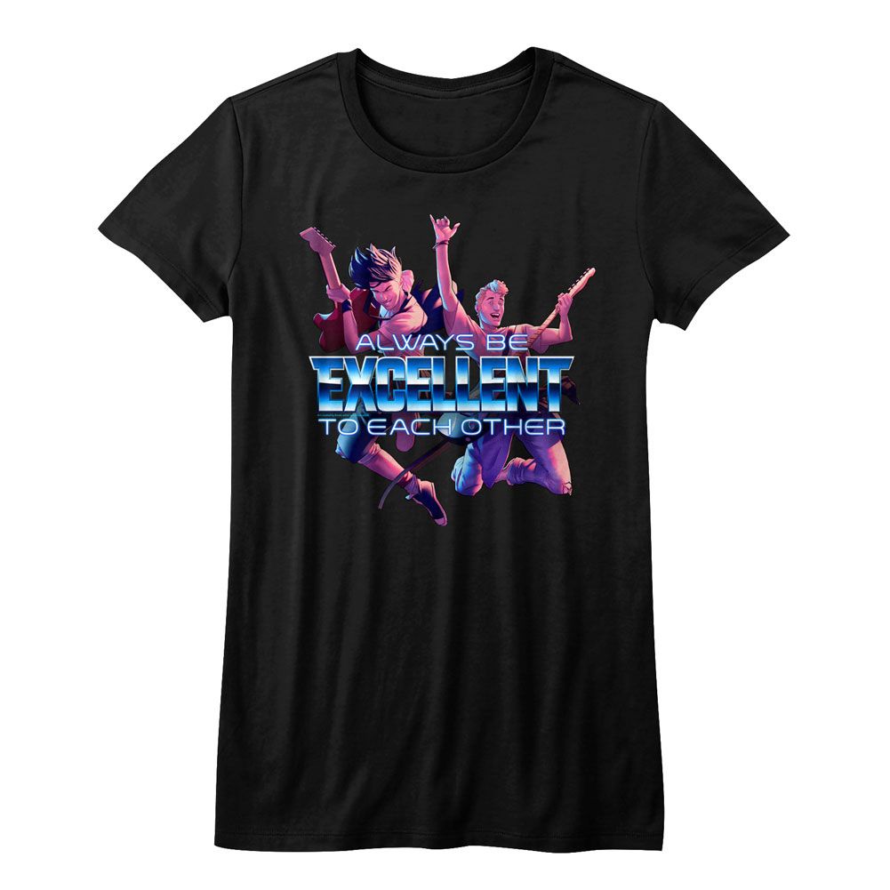 Bill And Ted Black Ladies Short Sleeve Tshirt