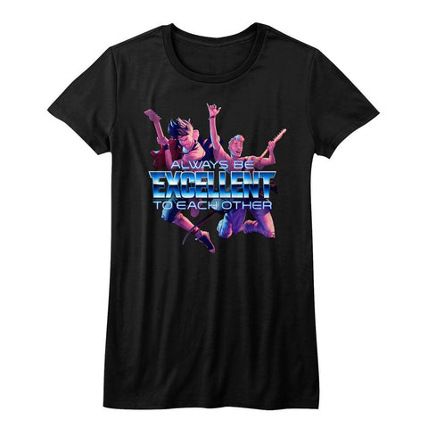 Bill And Ted Black Ladies Short Sleeve Tshirt