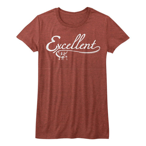Bill And Ted Red Heather Ladies Short Sleeve Tshirt