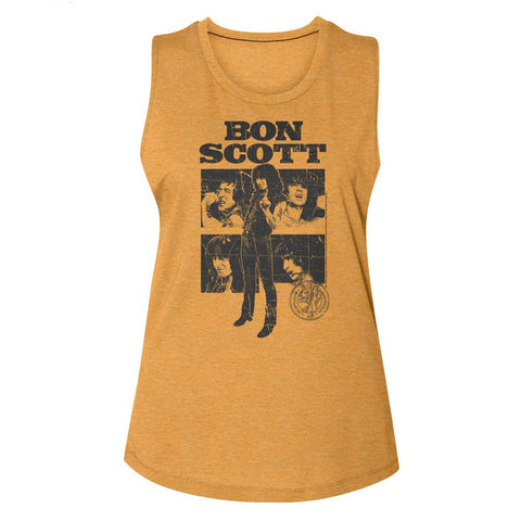 Bon Scott Antique Gold Ladies Muscle Tank