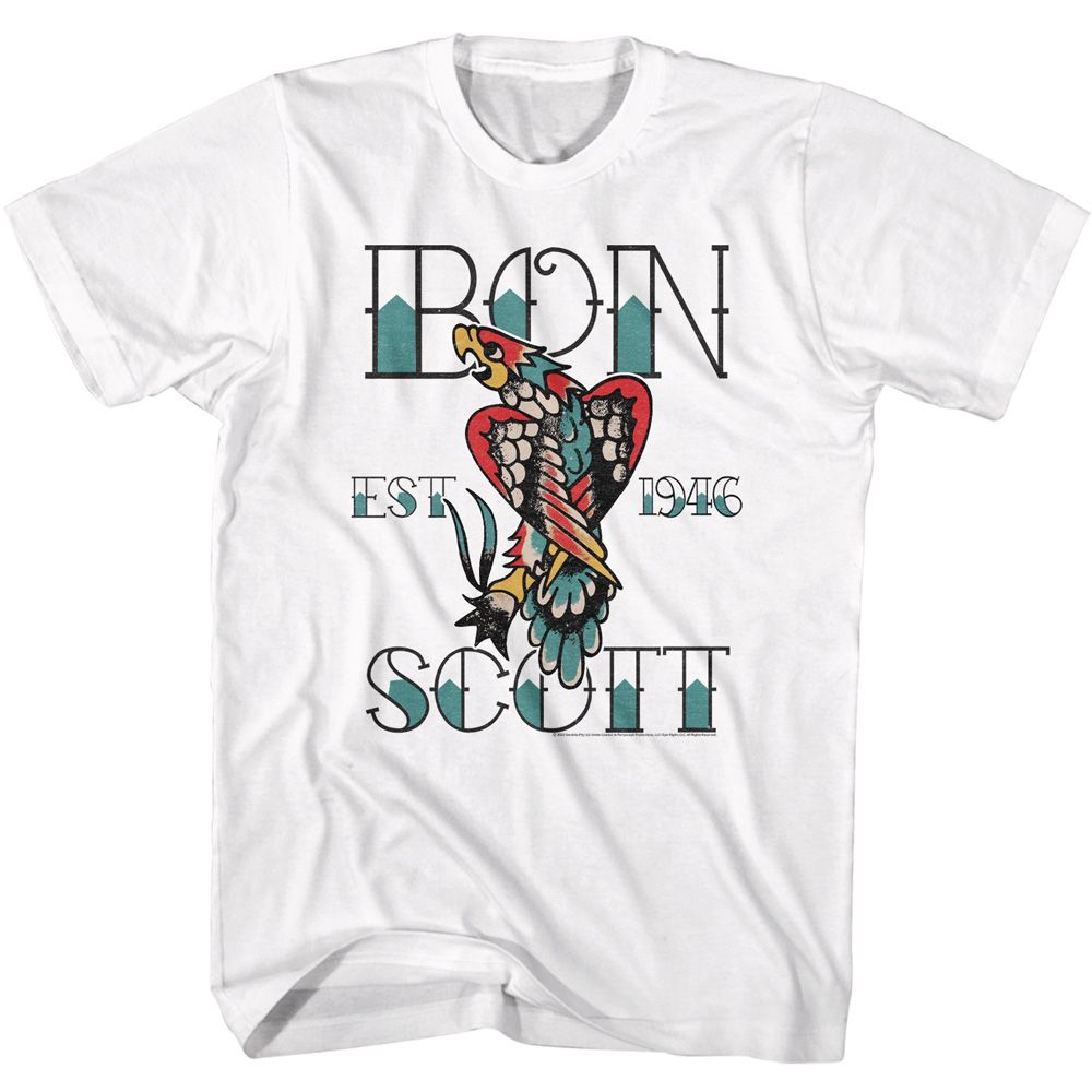 Bon Scott White Adult S/S Tshirt