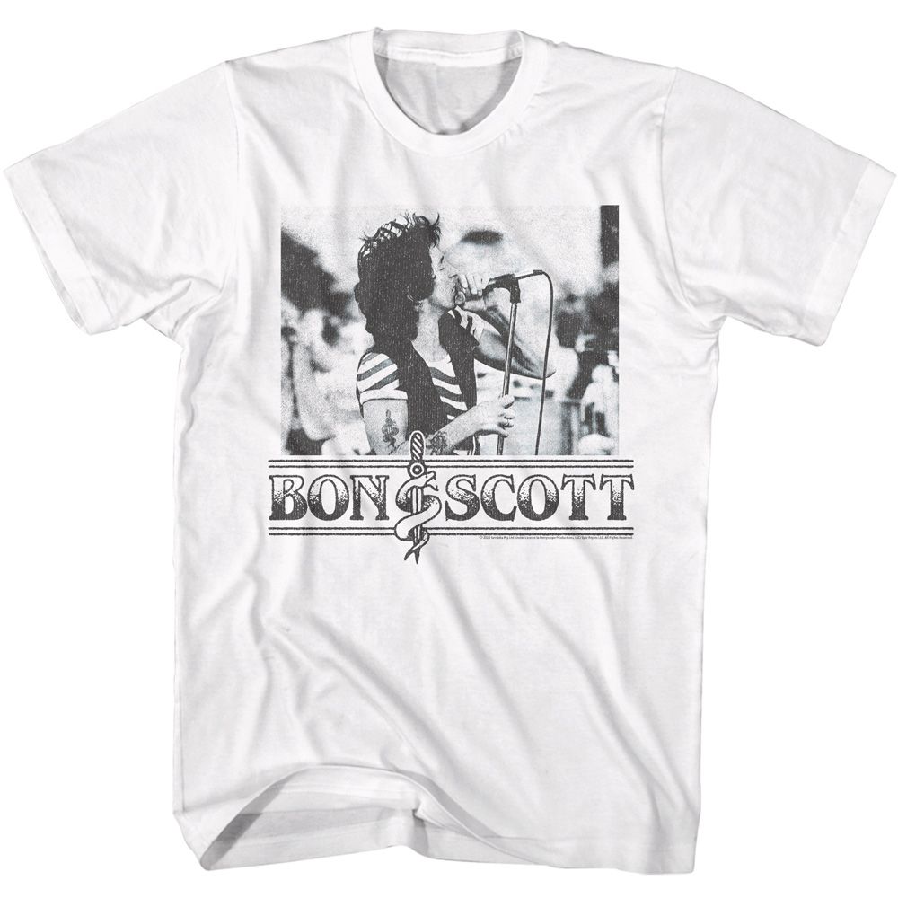 Bon Scott White Adult S/S Tshirt