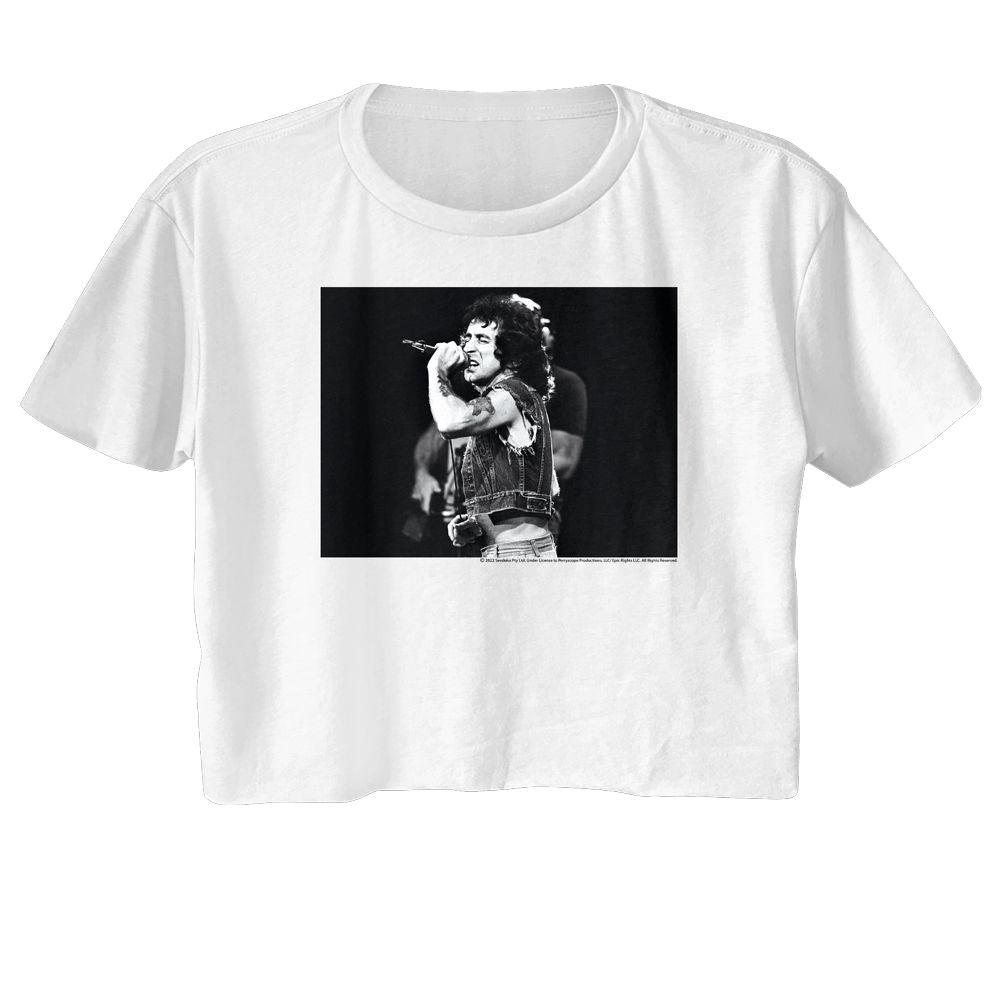Bon Scott White Ladies S/S Festival Cali Crop