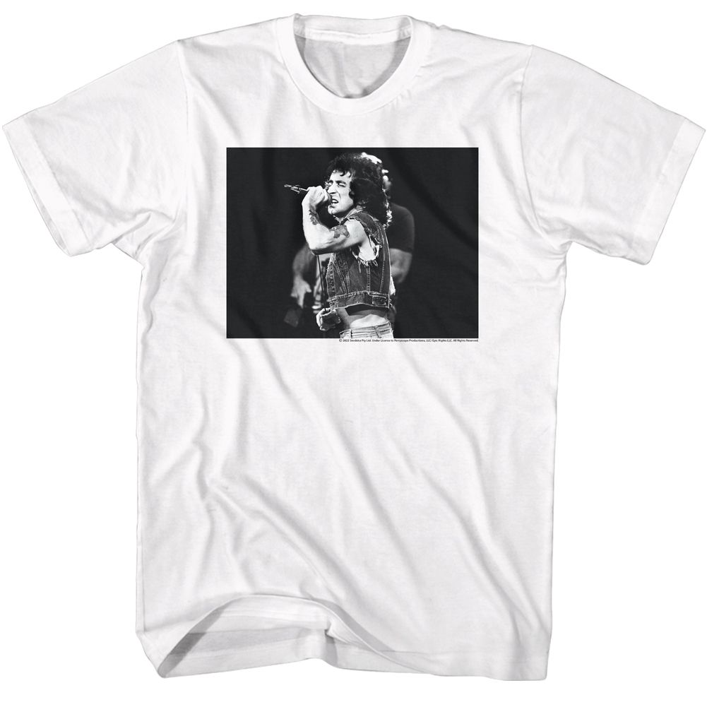 Bon Scott White Adult S/S Tshirt