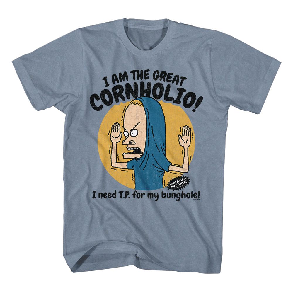Beavis And Butthead Indigo Heather Adult Short Sleeve Tshirt