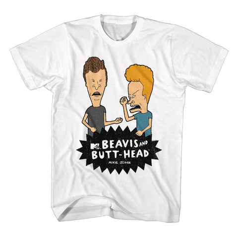 Beavis And Butthead White Adult Short Sleeve Tshirt