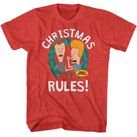 Beavis And Butthead Red Heather Adult Short Sleeve Tshirt