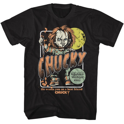 Chucky Black Adult Short Sleeve Tshirt