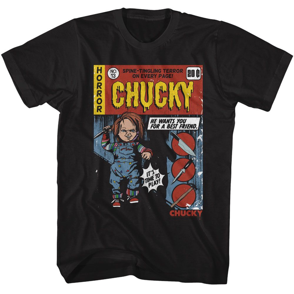 Chucky Black Adult Short Sleeve Tshirt