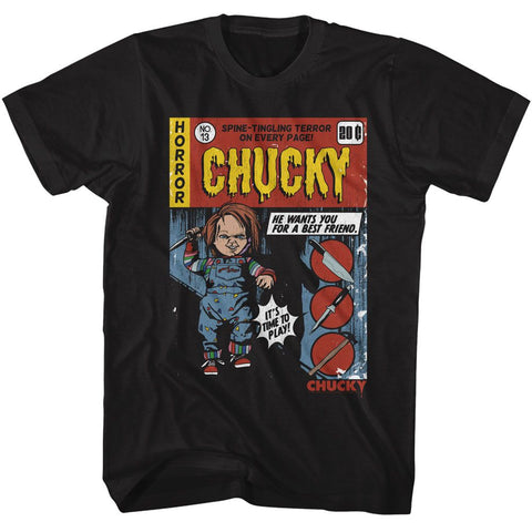 Chucky Black Adult Short Sleeve Tshirt
