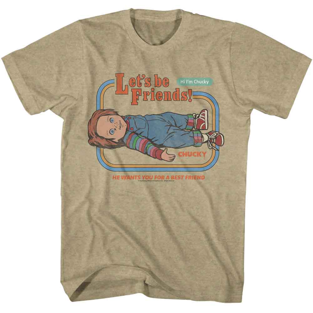 Chucky Khaki Heather Adult Short Sleeve Tshirt