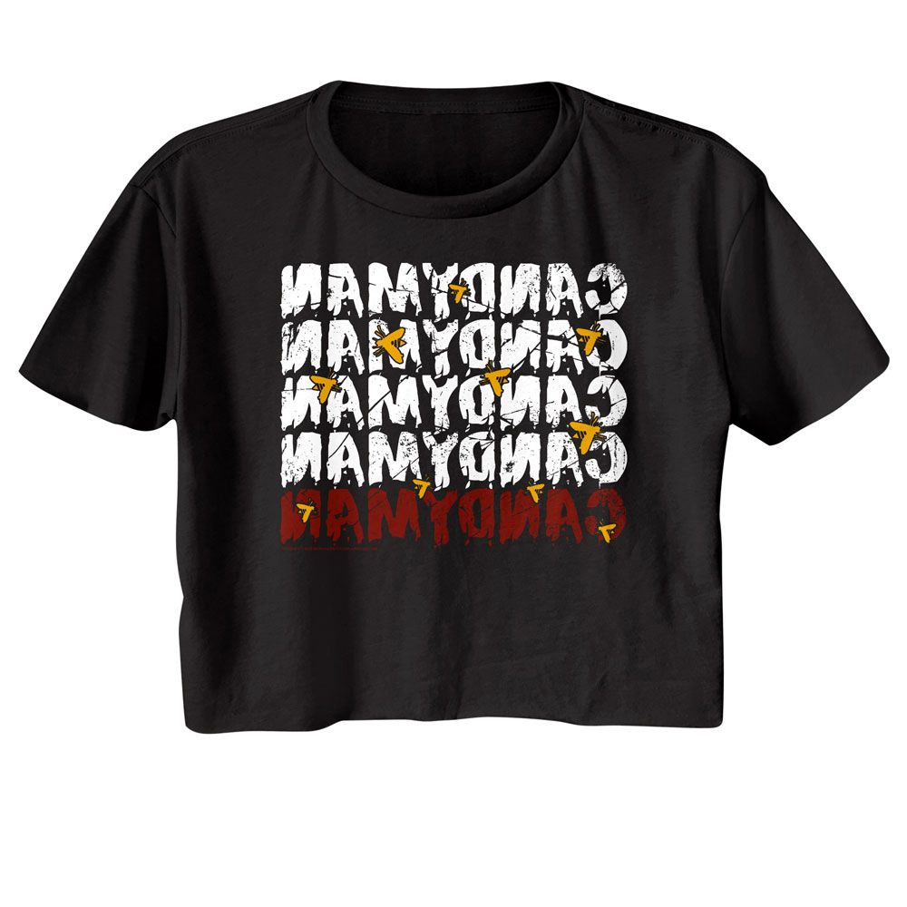 Candyman Black Ladies Short Sleeve Festival Cali Crop