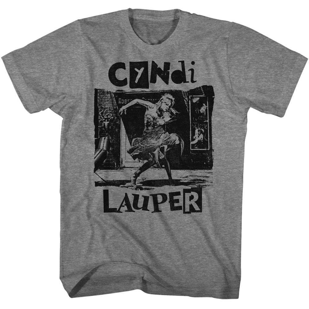 Cyndi Lauper Graphite Heather Adult S/S Tshirt