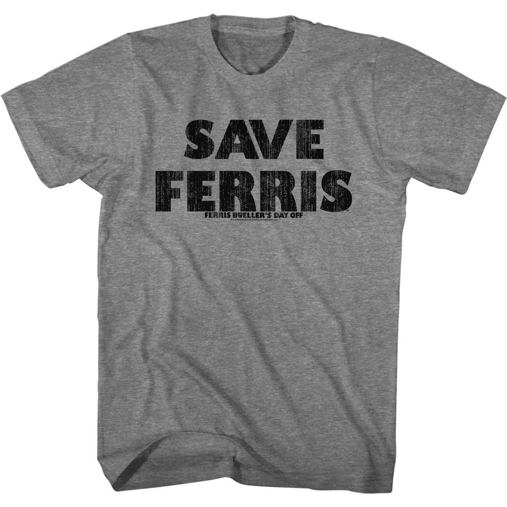 Ferris Buellers Day Off Graphite Heather Adult Short Sleeve Tshirt