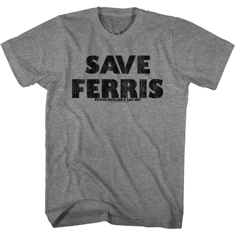 Ferris Buellers Day Off Graphite Heather Adult Short Sleeve Tshirt