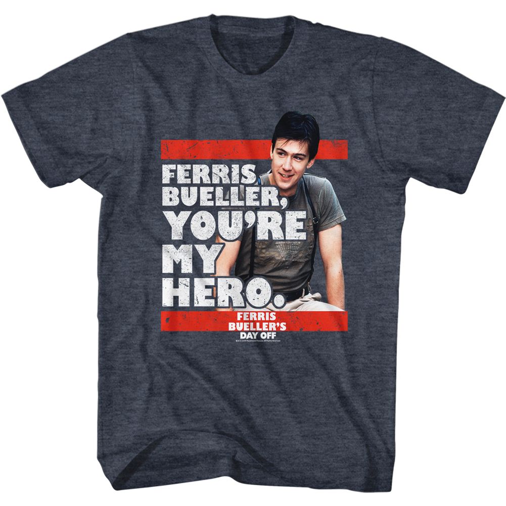 Ferris Buellers Day Off Navy Heather Adult Short Sleeve Tshirt