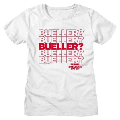 Ferris Buellers Day Off White Ladies Short Sleeve Tshirt