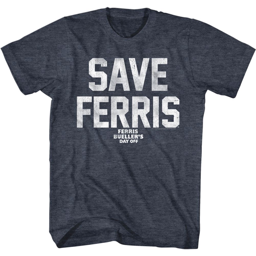 Ferris Buellers Day Off Navy Heather Adult Short Sleeve Tshirt