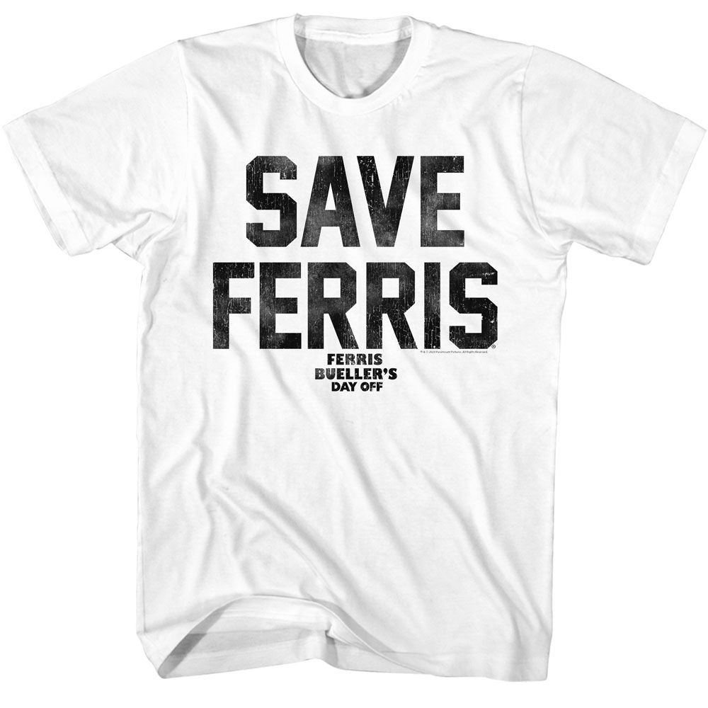 Ferris Buellers Day Off White Adult Short Sleeve Tshirt