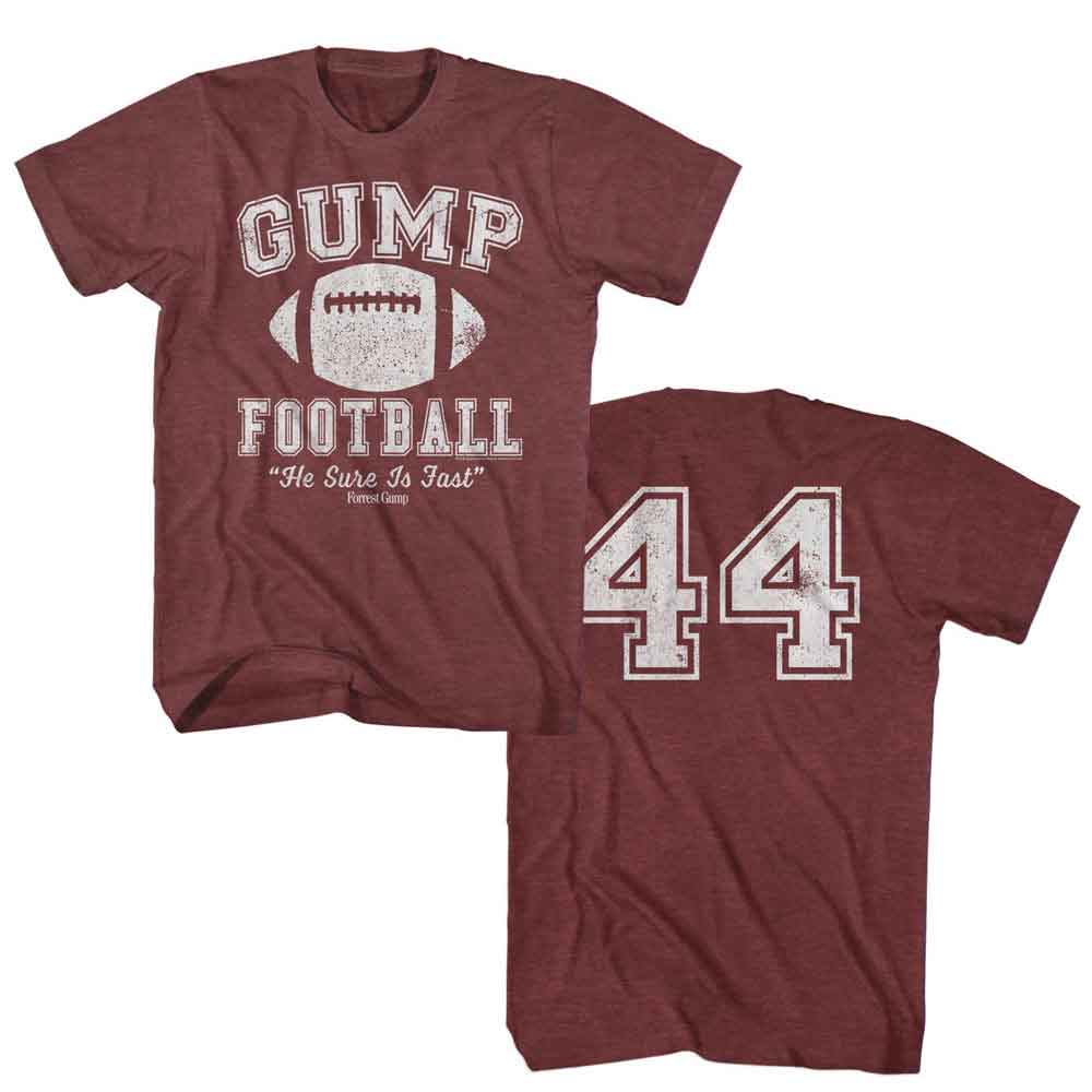 Forrest Gump Vintage Maroon Heather Adult Short Sleeve Tshirt
