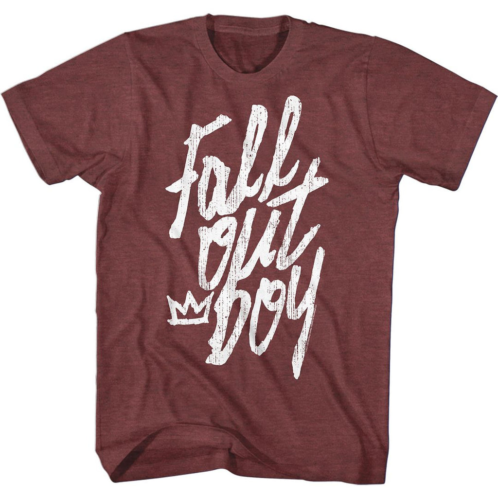 Fall Out Boy Vintage Maroon Heather Adult S/S Tshirt