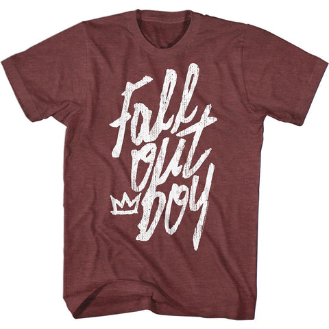 Fall Out Boy Vintage Maroon Heather Adult S/S Tshirt