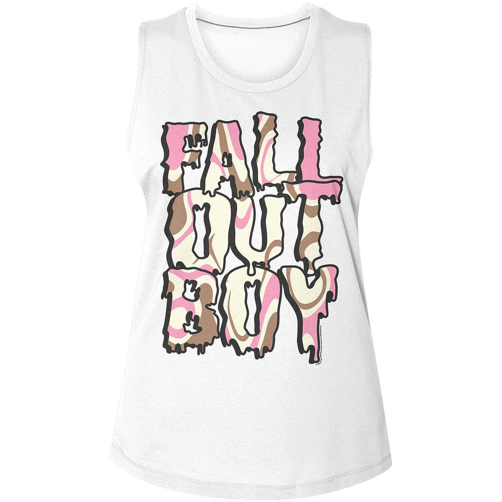 Fall Out Boy White Ladies Muscle Tank