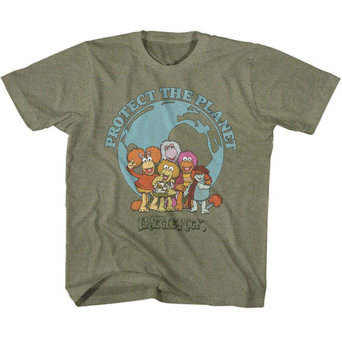 Fraggle Rock Vintage Military Green Youth Short Sleeve Tshirt