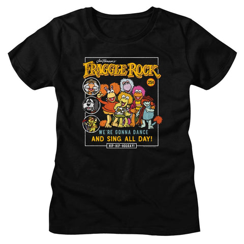 Fraggle Rock Black Ladies Short Sleeve Tshirt