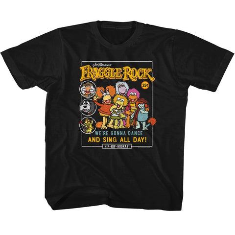 Fraggle Rock Black Youth Short Sleeve Tshirt
