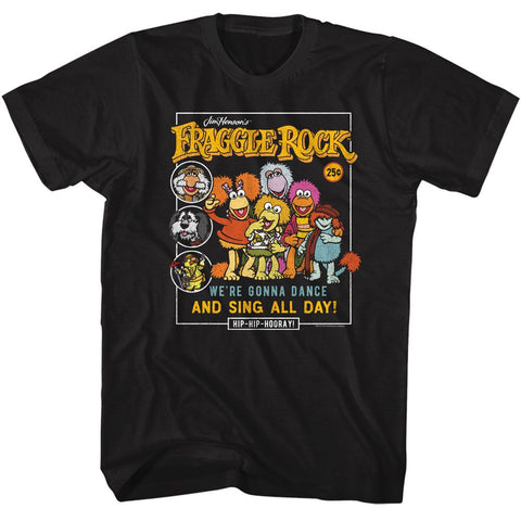 Fraggle Rock Black Adult Short Sleeve Tshirt