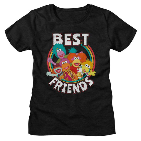 Fraggle Rock Black Ladies Short Sleeve Tshirt