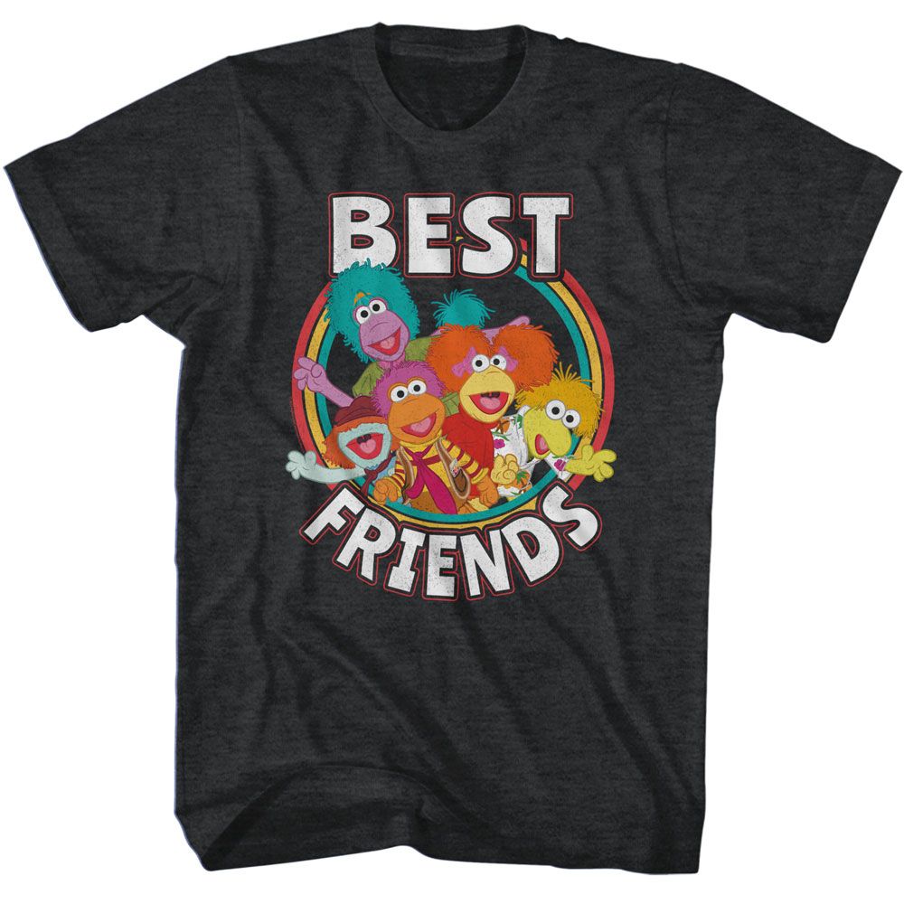Fraggle Rock Black Heather Adult Short Sleeve Tshirt