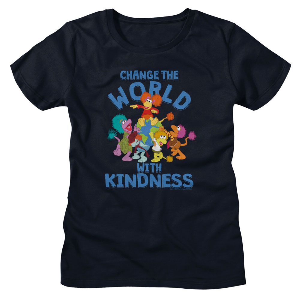 Fraggle Rock Navy Ladies Short Sleeve Tshirt
