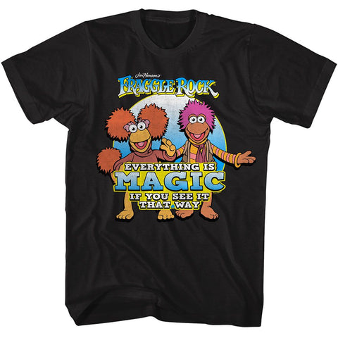 Fraggle Rock Black Adult Short Sleeve Tshirt