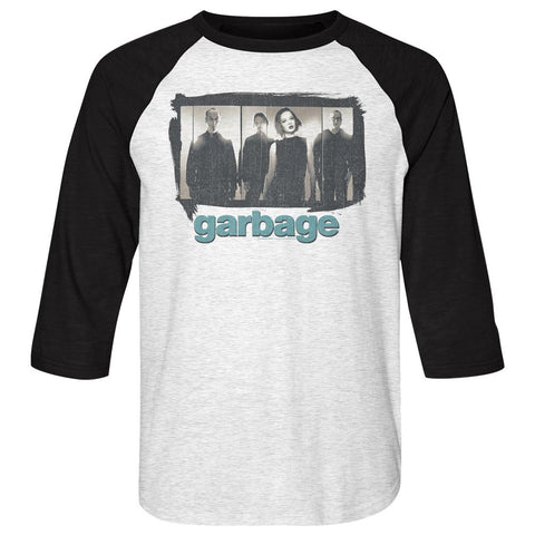 Garbage White Heather/Vintage Black Adult 3/4 Sleeve Raglan