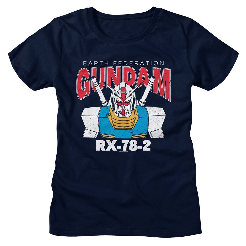 Gundam Navy Ladies Short Sleeve Tshirt