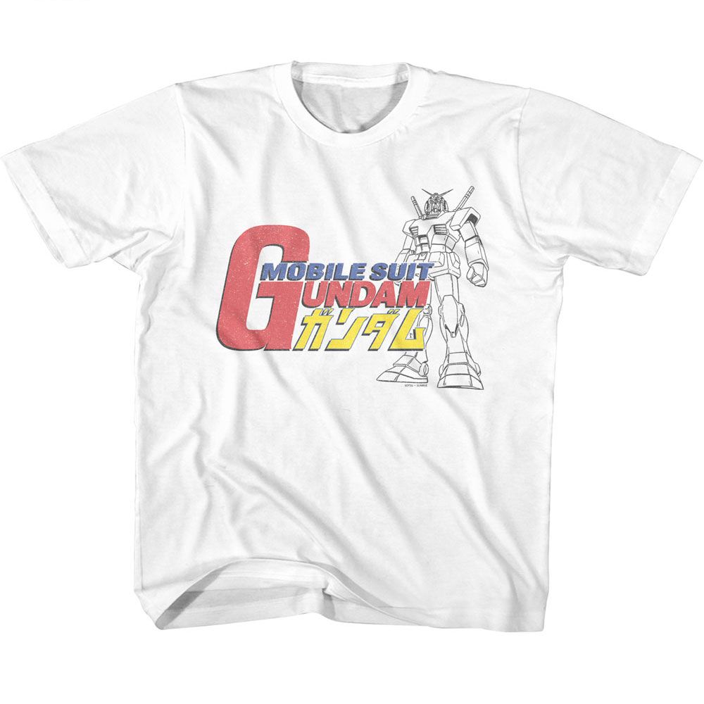 Gundam White Youth Short Sleeve Tshirt